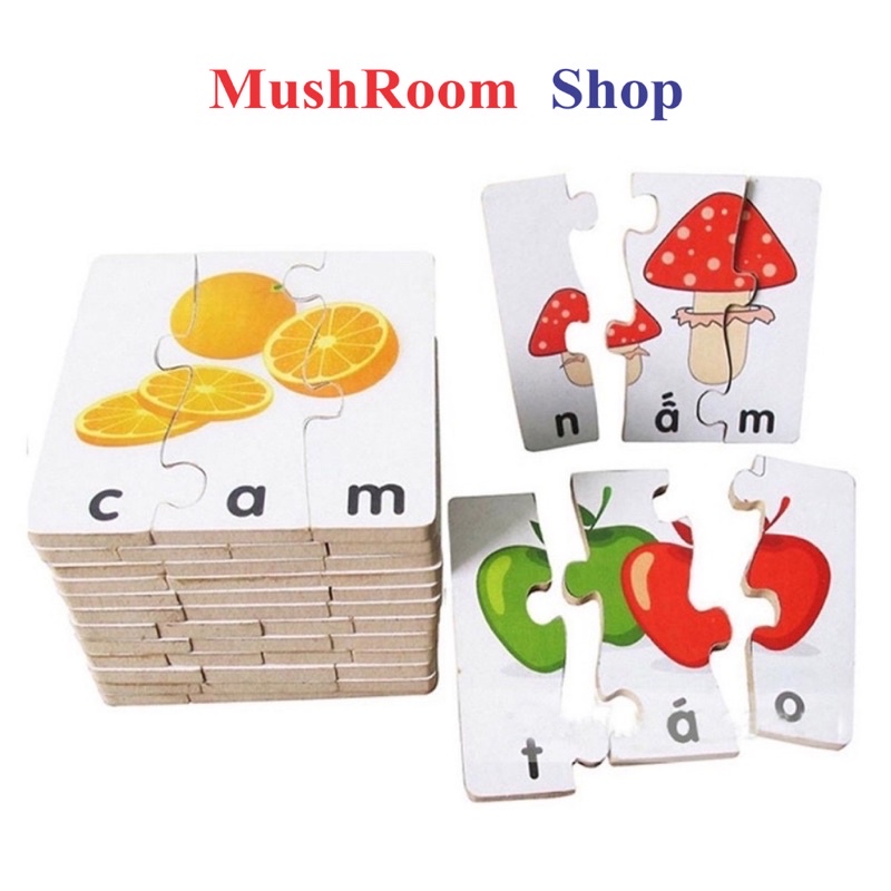 Bộ Ghép Hình Chữ Cái Anh Việt Bằng Gỗ Cho Bé