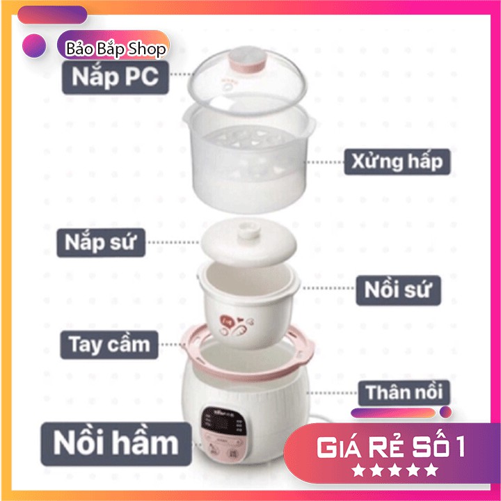 Nồi nấu cháo ninh hầm cách thuỷ cho bé Bear 0,8l (có thể vừa nấu cháo vừa hấp củ quả)