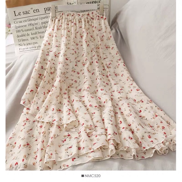 (Ảnh thật) CHÂN VÁY HOA NHÍ, VẠT CHÉO 2TẦNG