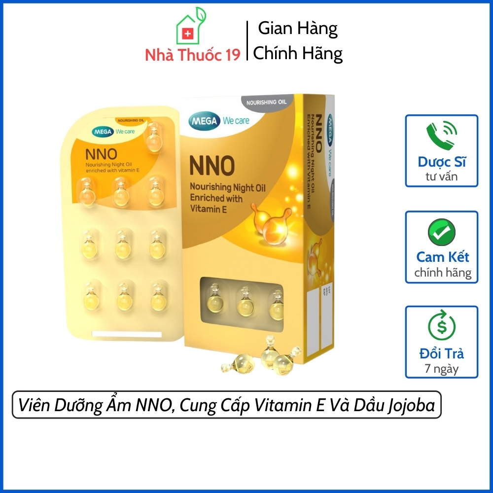 Viên Dưỡng Ẩm, Sáng Da NNO Cung Cấp Vitamin E Và Dầu Jojoba, NNO Nourishing Night Oil Vỉ 30 Viên