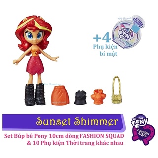 SUNSET SHIMMER 🌼 Bộ Búp bê 10cm & 10 Phụ kiện khác nhau - MY LITTLE PONY dòng Fashion Squad