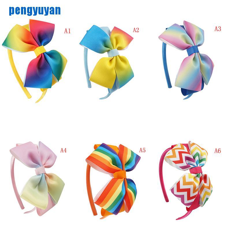 Băng Đô Nơ Màu Cầu Vồng Dễ Thương Xinh Xắn