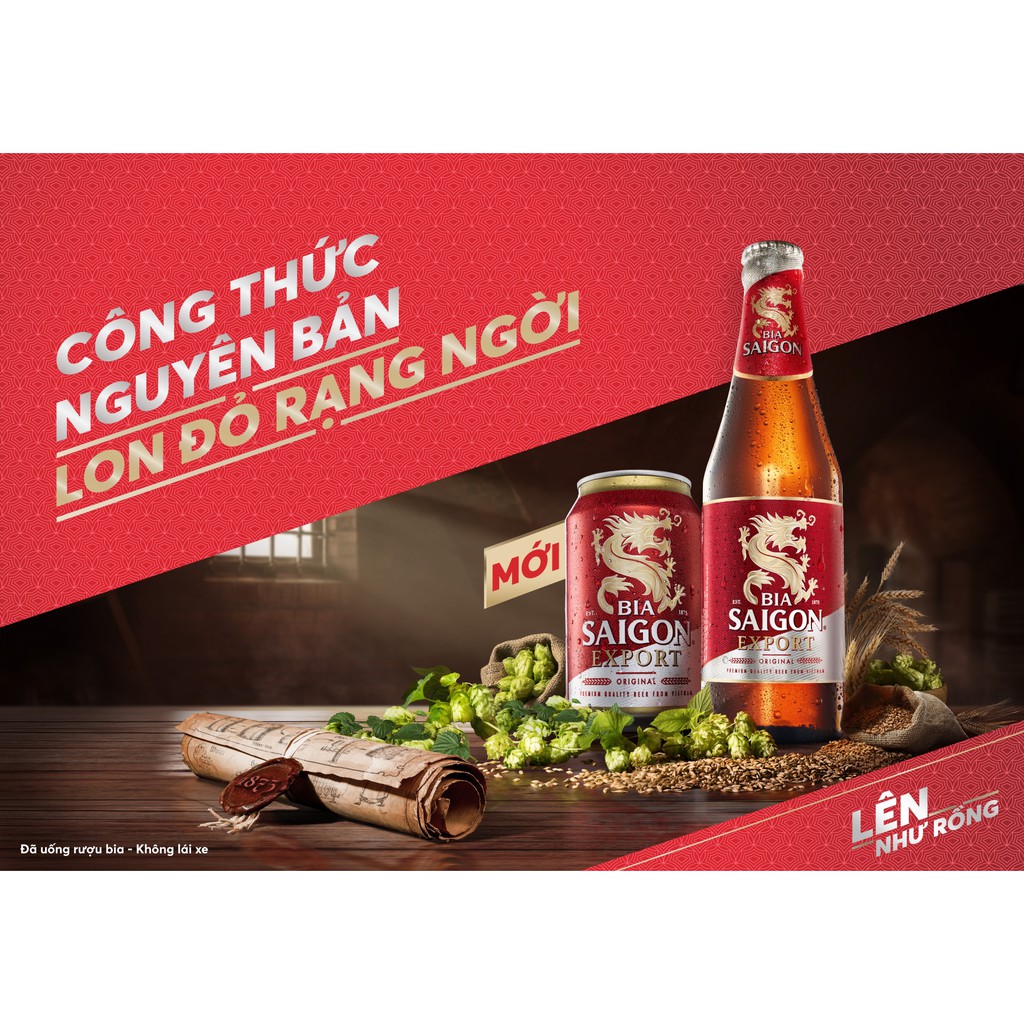 Thùng 24 lon bia SÀI GÒN EXPORT - SABECO - 330ml/lon