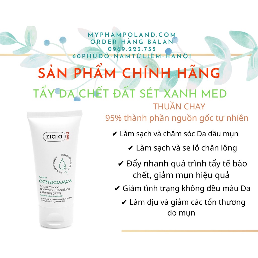 TẨY DA CHẾT ĐẤT SÉT XANH MED ANTY DA DẦU MỤN