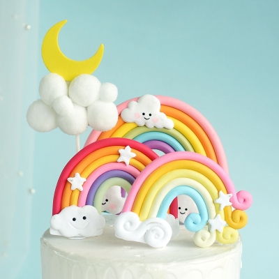 Bộ Phụ Kiện Cắm Trang Trí Bánh Kem Sinh Nhật Hình Kỳ Lân/Cầu Vồng/Kỳ Lân Dễ Thương