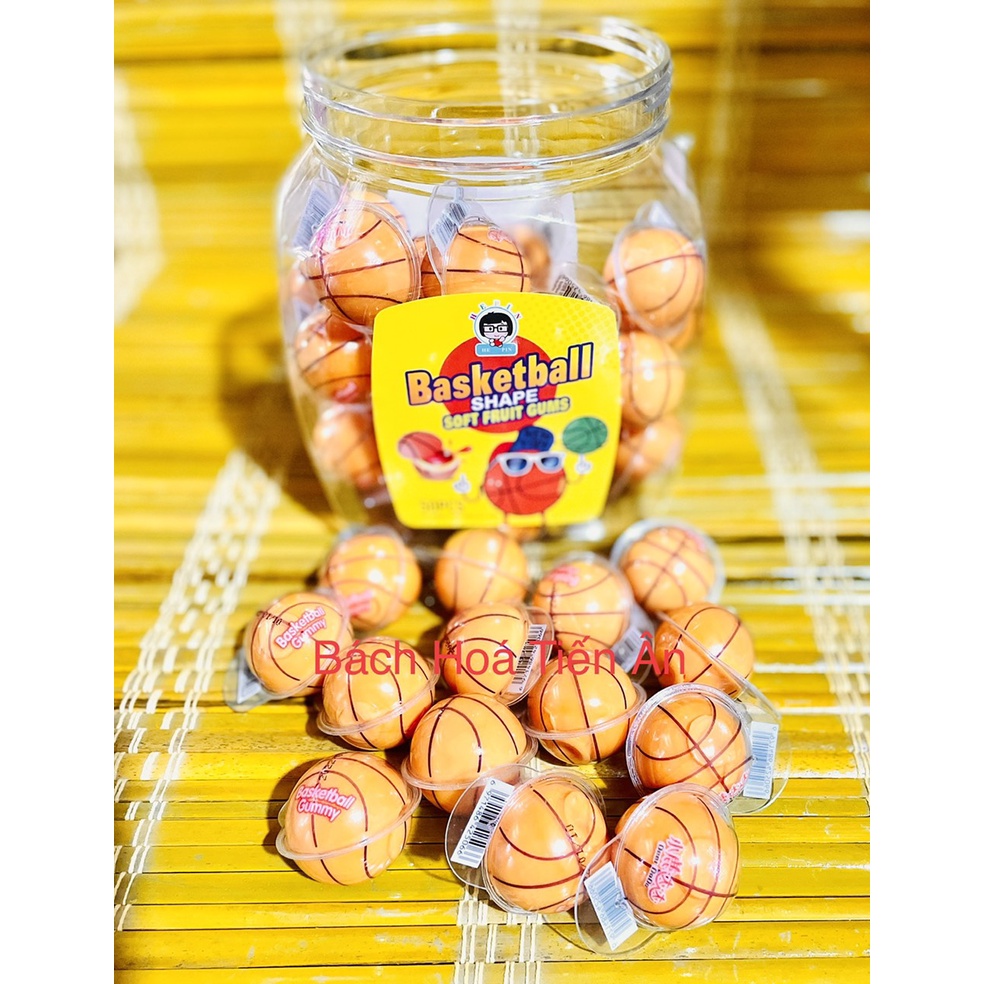 3 Viên Kẹo Dẻo Con Mắt Eyeballs Và Basketball  Có Nhân bên trong Soft Fruit Gums HEPIN viên to