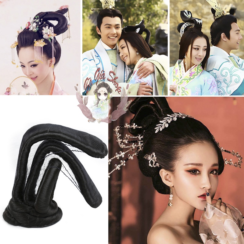Các mẫu búi tóc cổ trang cơ bản tóc giả