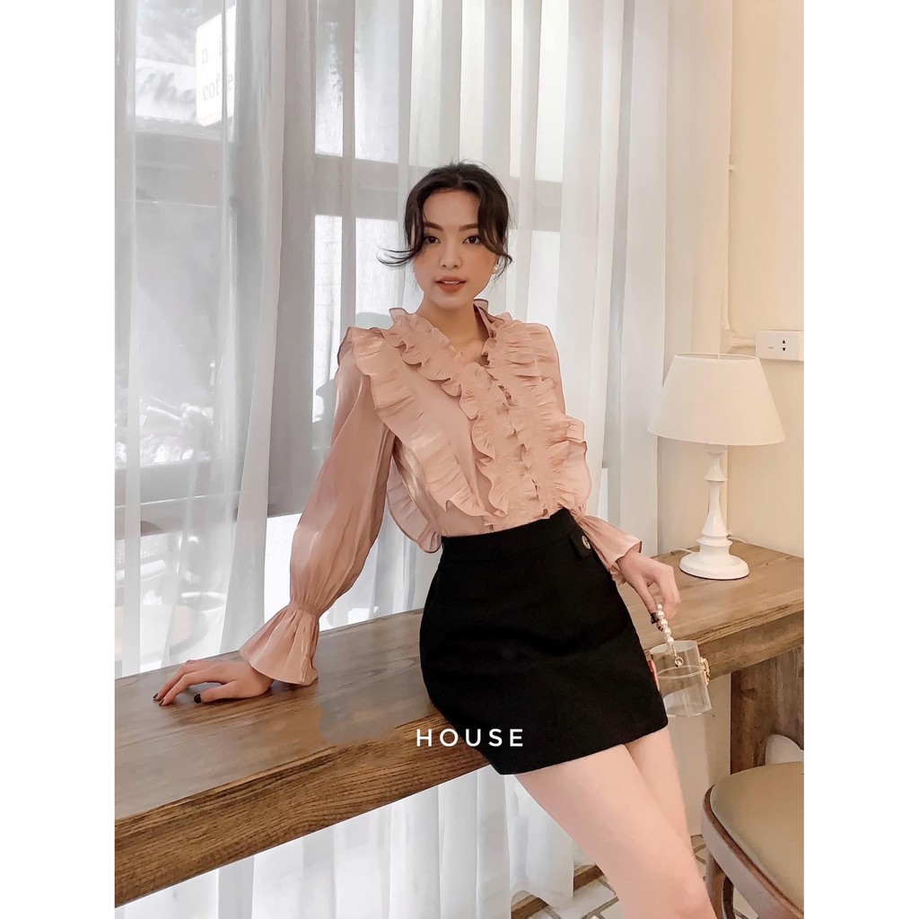 Áo Sơ Mi Nữ Lụa Oganza Ánh Ngọc Trai | Sơ Mi Nữ Phối Layer Bèo - Hàng Thiết Kế MYAN | BigBuy360 - bigbuy360.vn