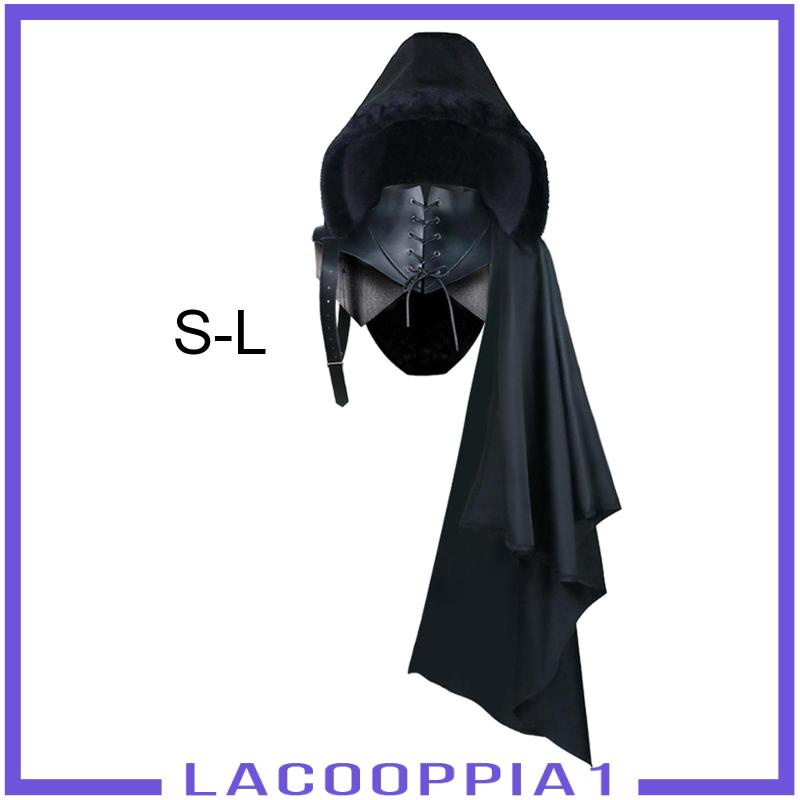 [Lacooppia1] Áo Choàng Đen Có Mũ Trùm Và Dây Đai Phong Cách Punk Gothic Halloween Unisex