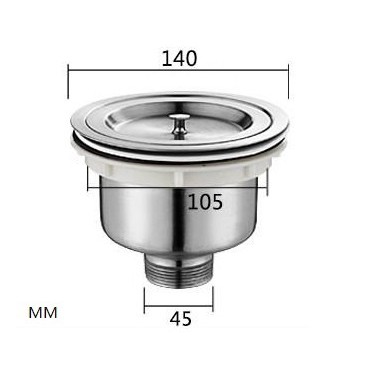 bộ lọc và thoát nước chậu rửa bát 140mm