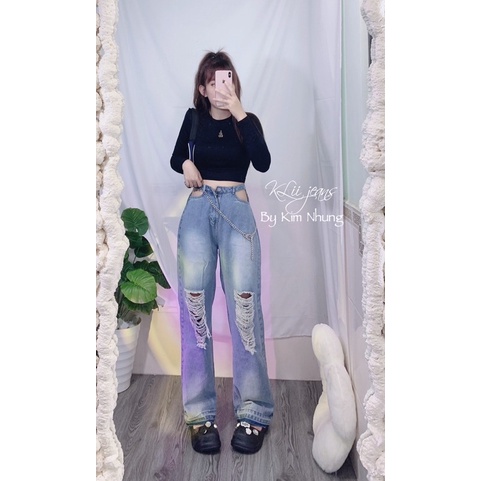 Quần suông rách khoét hông dài 103cmcá tính-sexyy