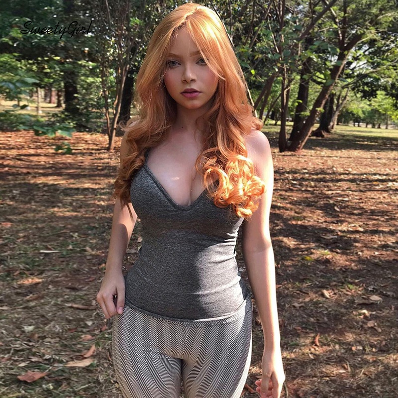 Áo Hai Dây Cổ Chữ V Màu Trơn Thời Trang Dành Cho Nữ