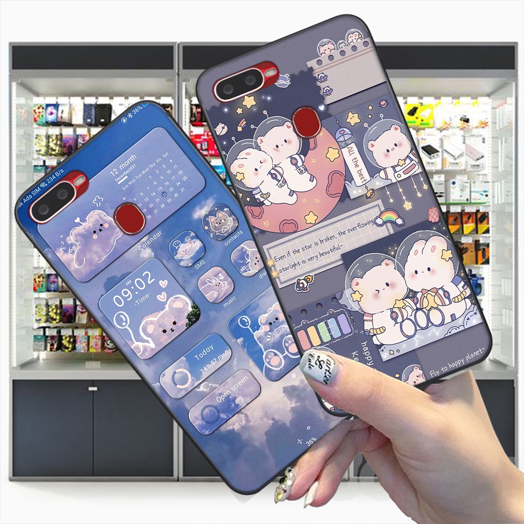 Ốp Oppo A5s / A7 / F9 / A12 bộ hình gấu , thỏ hồng cute dễ thương giá rẻ siêu bền