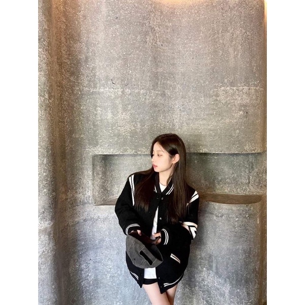 Áo khoác bomber bóng chày sọc tay HT12