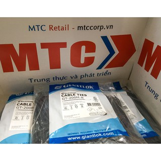 Túi 1000 Dây thít, dây rút nhựa màu đen 200×2.5mm cao cấp GT200MB nhập khẩu Giantlok-Thái Lan