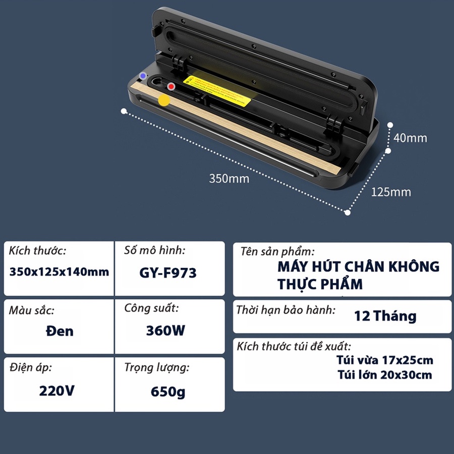 Máy hút chân không thực phẩm mini cao cấp Vacuum Sealer  mini cao cấp tự hàn miệng túi -Tặng 10 túi hút chân không