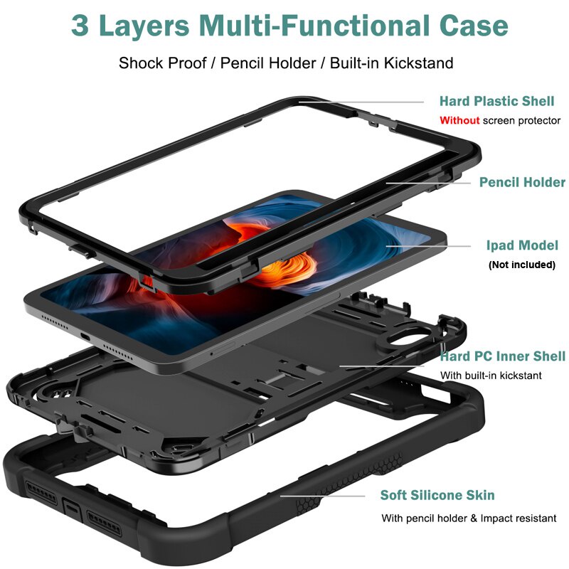 Ốp Máy Tính Bảng Chống Sốc Có Giá Đỡ Và Ngăn Đựng Bút Chì Cho iPad Mini 6 Case 8.3"