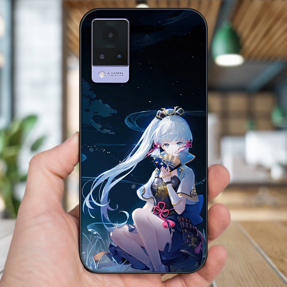Ốp lưng Vivo V21 viền đen in hình Ayaka Genshin Impact