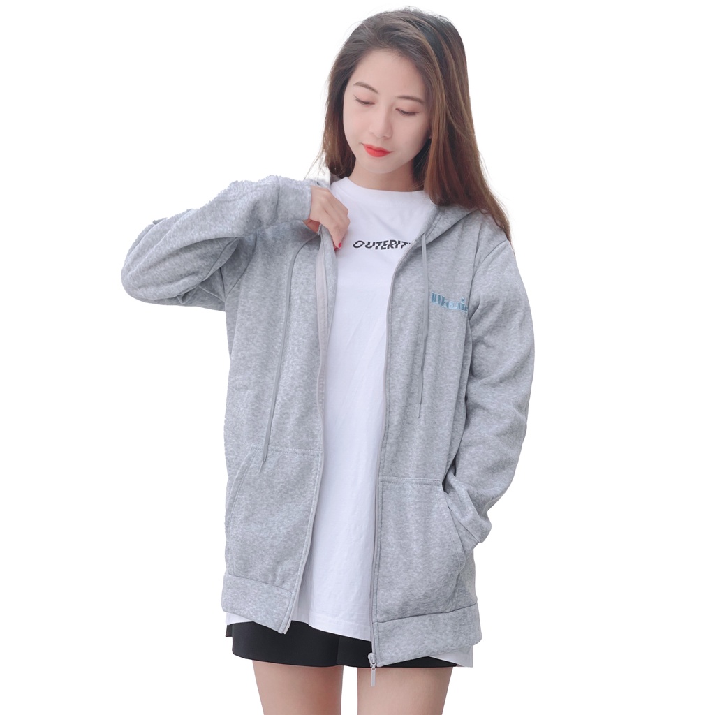 Áo khoác hoodie nữ form rộng có dây kéo 4YOUNG FASHION ubui