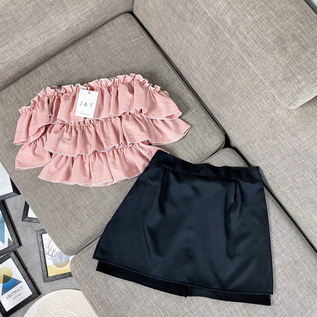 Sét Đồ Nữ, Sét Áo Nữ Trễ Vai Bèo Tùng Kèm Quần Giả Váy Cực Xinh Siêu Hot Hit | BigBuy360 - bigbuy360.vn