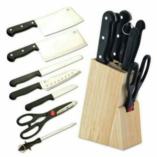 BỘ DAO 8 MÓN KÈM GIÁ CẮM BẰNG GỖ