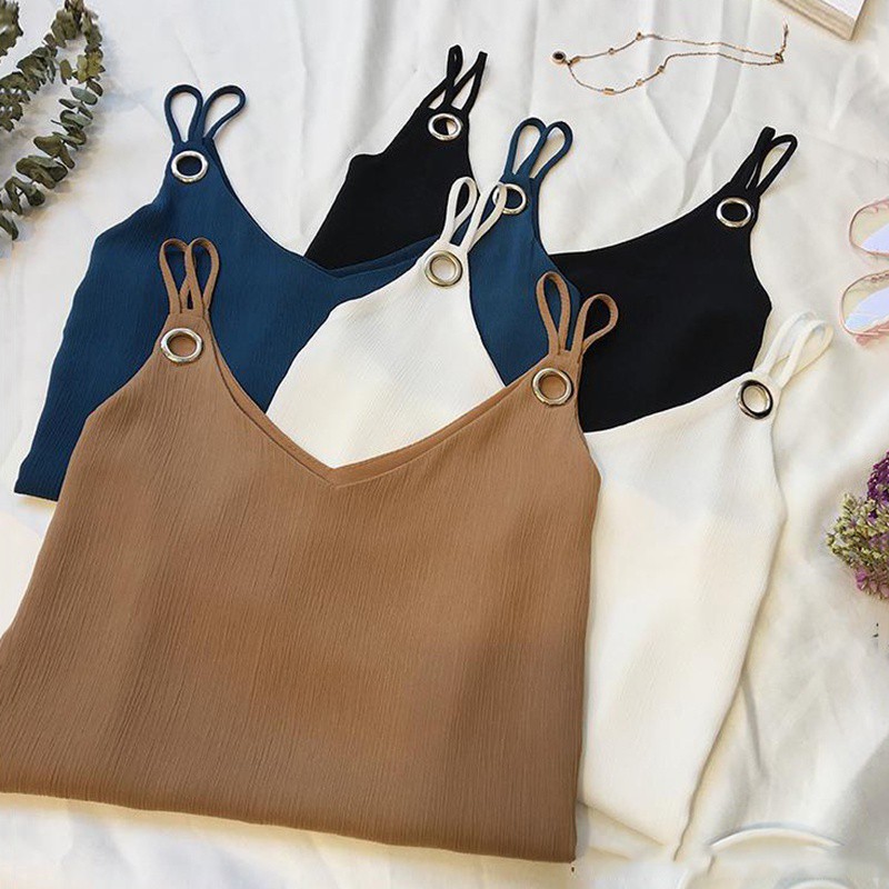 Áo voan không tay cổ chữ V thời trang hè gợi cảm cho nữ | BigBuy360 - bigbuy360.vn