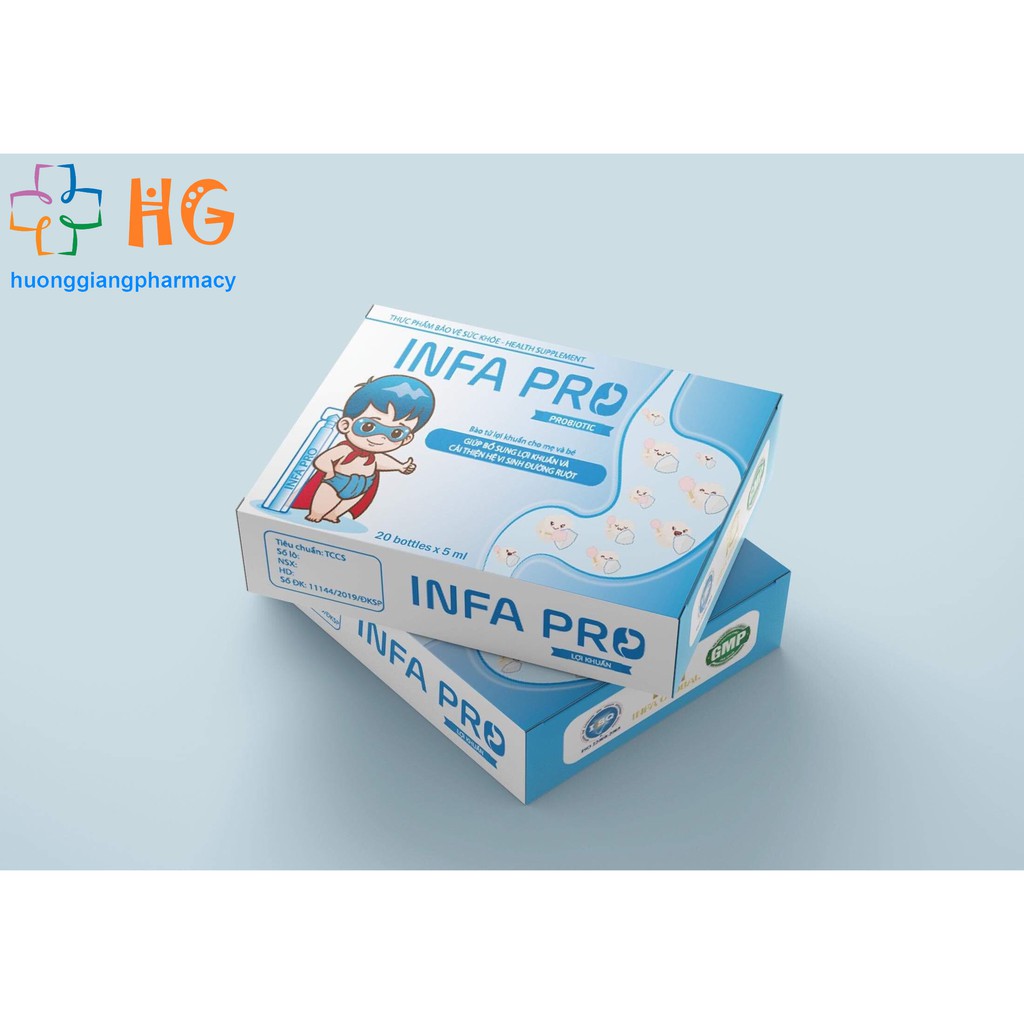 Combo 2 Hộp Bào tử lợi khuẩn INFA PRO, men vi sinh cho bé, cải thiện tình trạng biếng ăn ở trẻ, tiêu hóa tốt(Hộp 20 ống)