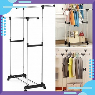 [Hot Sale + Tặng Mã Giảm Giá] Giàn Phơi Quần Áo 2 Tầng Thông Minh Có Bánh Xe Xoay 360 Chịu Lực Tốt H2.68Store