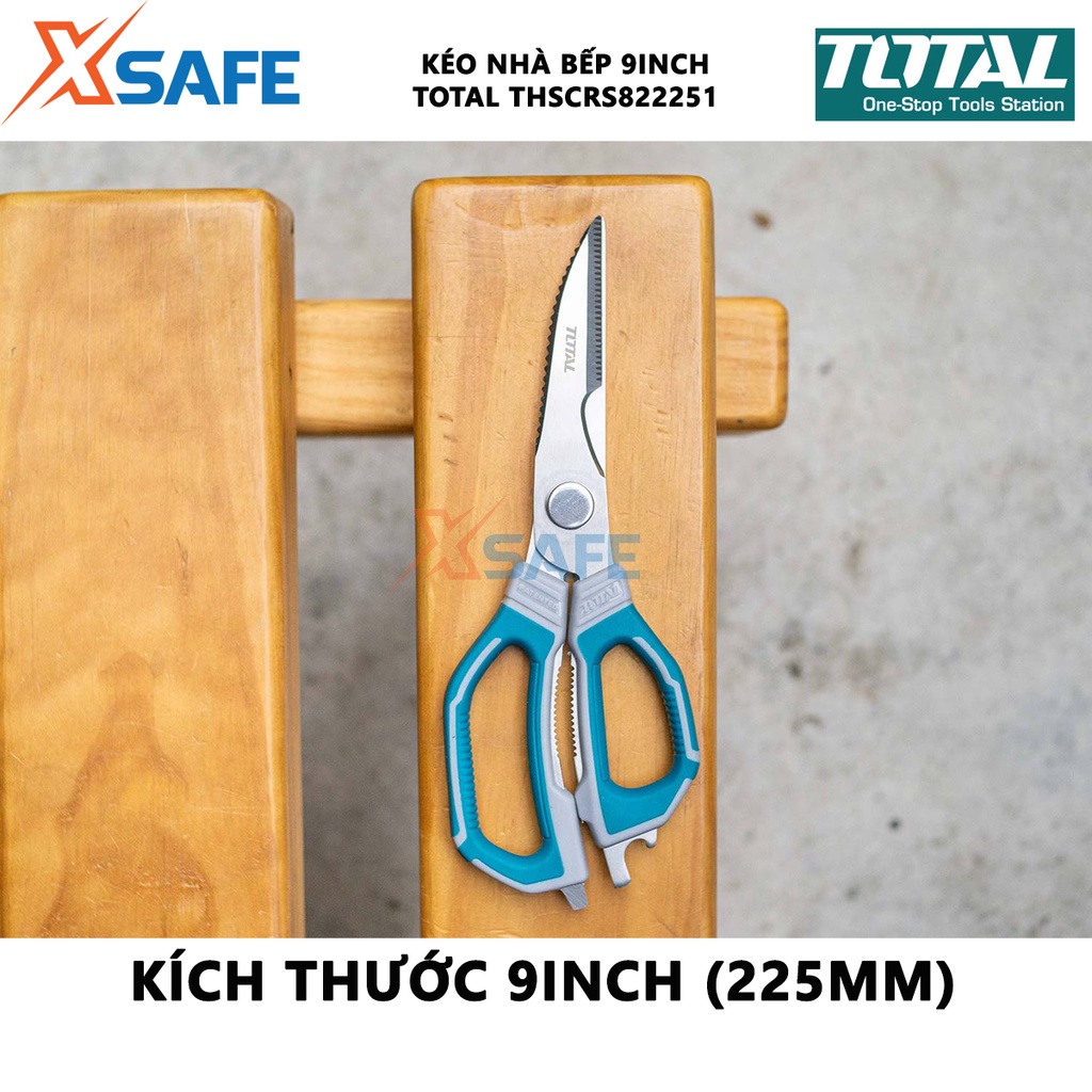 Kéo nhà bếp total THSCRS822251 225mm Dụng cụ cắt tỉa thép không gỉ, độ dày lưỡi 3.0mm, dùng cắt, khui, bẻ đai ốc, mở nắp