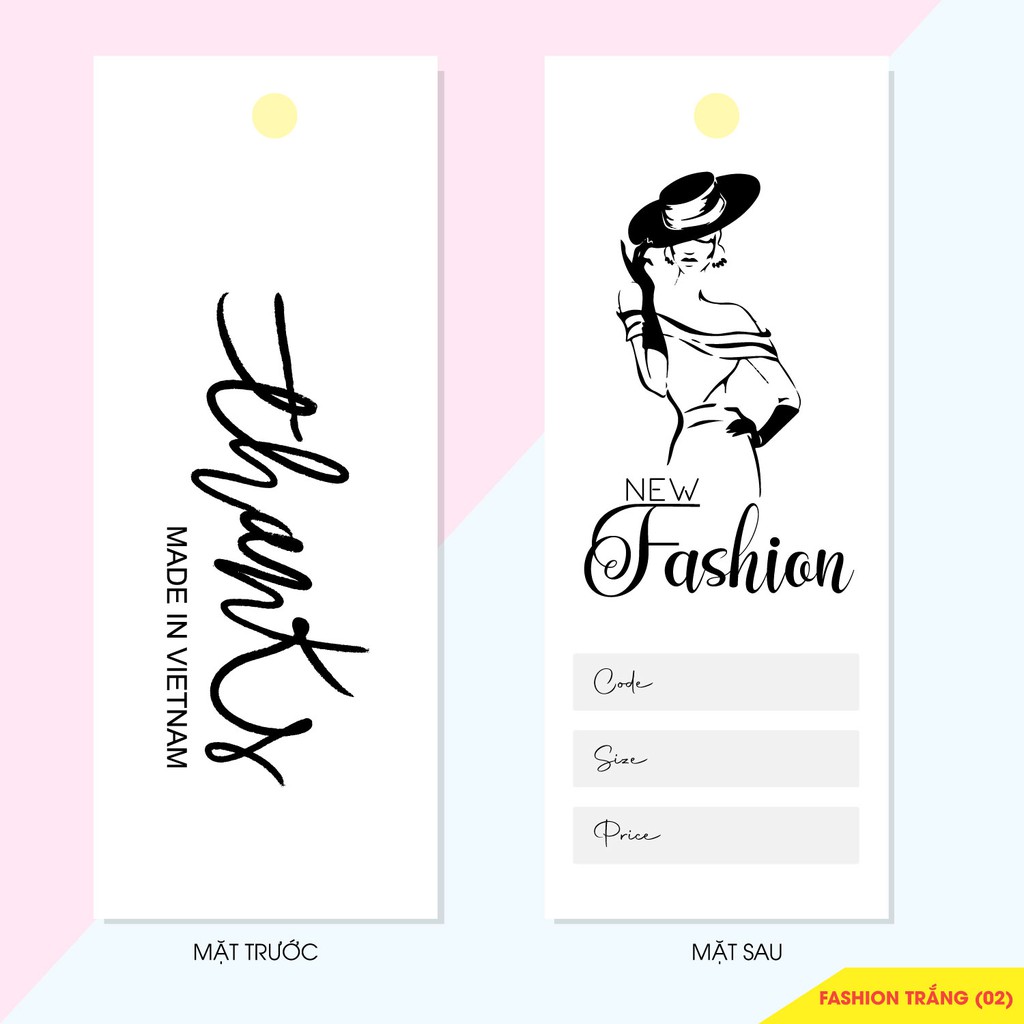 NHÃN MÁC TAG QUẦN ÁO giúp nâng cao thương hiệu quần áo - Giấy bìa cứng cán màng sang trọng 100 cái mẫu 16