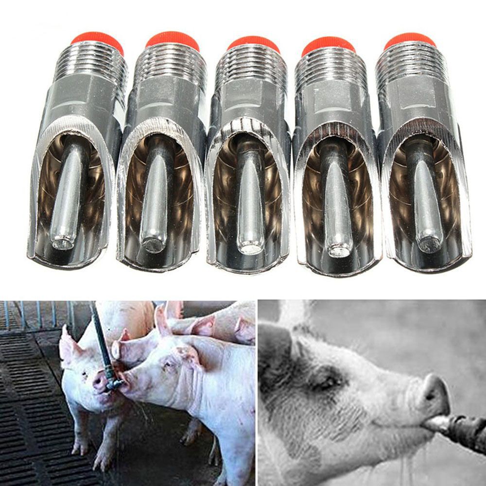 WADEES 1Pcs Practice Sheep Drinker Useful Drinking Instrument Pig Nipple Automatic Waterer Portable Stainless Steel Farm Equipment Brand New Farm Garden Thickening Animal Water Feeder Supply/Multicolor