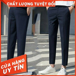 Quần Âu Nam - Quân Tây Nam Cao Cấp vải Lụa Co Giãn Chống Nhăn Kiểu Dáng Hàn Quốc Màu Xanh Than - Hàng nhập khẩu