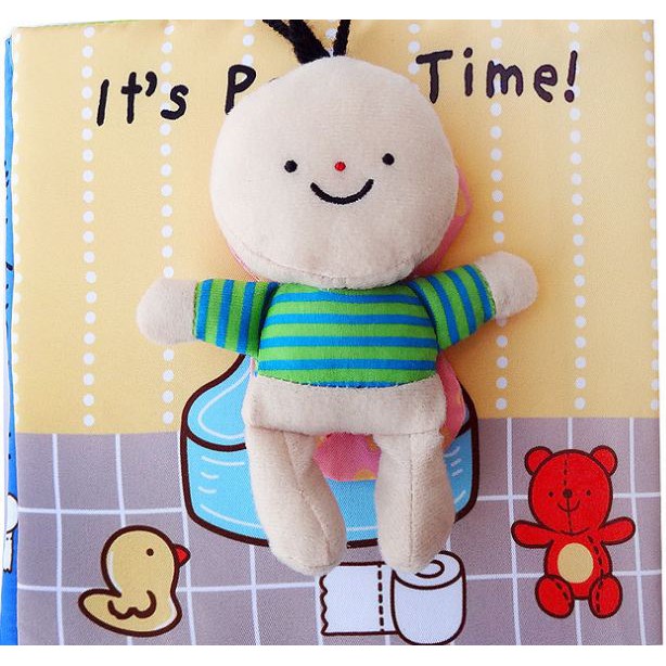 Đồ chơi an toàn cho bé từ sơ sinh,cuốn sách vải tương tác với bé vệ sinh It's potty time chính hãng jjovce,hàng đẹp