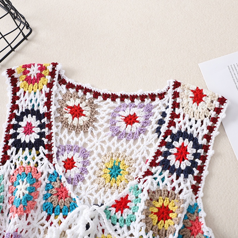 Brroa Áo Croptop Không Tay Họa Tiết Kẻ Sọc Nhiều Màu Sắc Phong Cách Boho Cho Nữ
