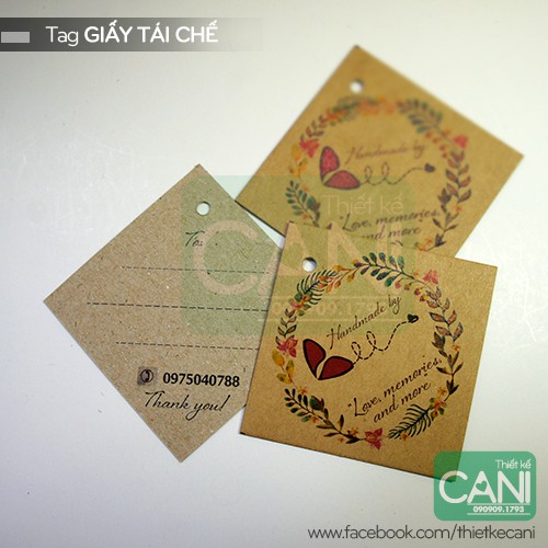 500c Tag giấy kraft treo quần áo In theo yêu cầu Tem nhãn giấy craf CANI