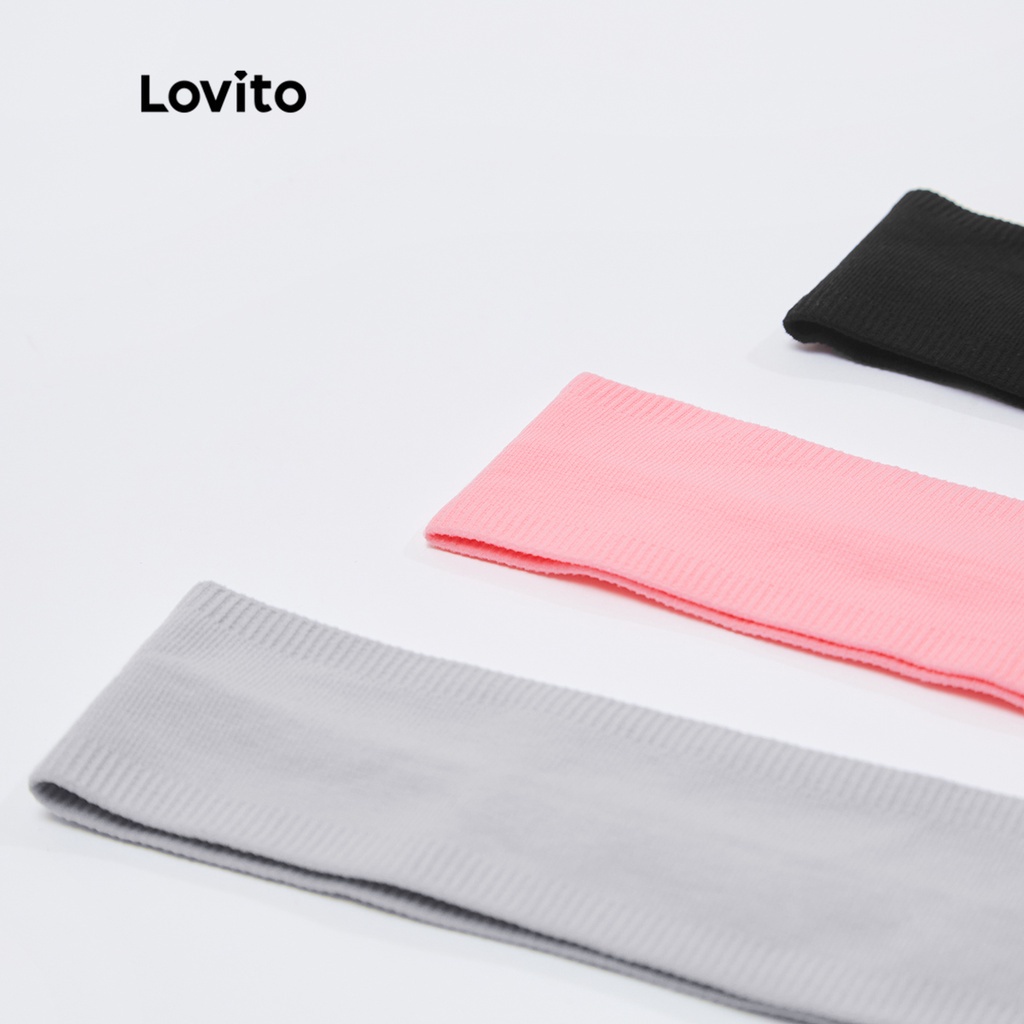 Băng đô thể thao Lovito thoáng khí nhanh khô màu trơn cơ bản L18X682 (màu đen/ xám/ hồng nhạt)
