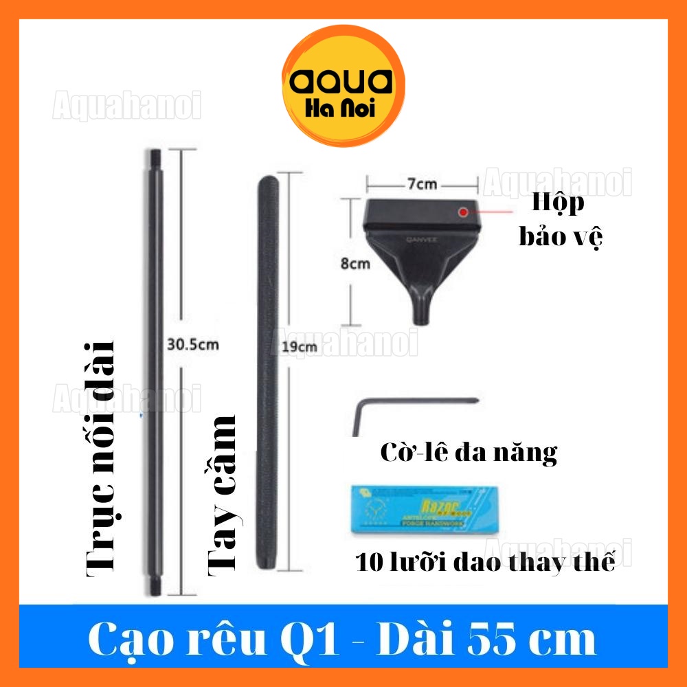Dao cạo rêu Qanvee Q1/Q3 hợp kim nhôm - vệ sinh thành hồ cá cảnh thủy sinh