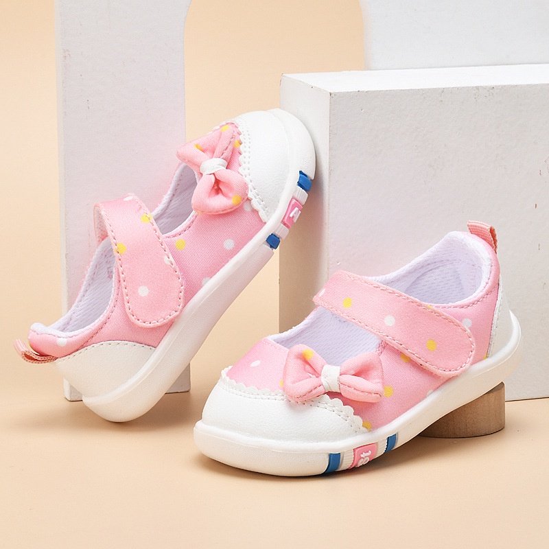 Giày Công Chúa Đế Bằng Chống Trượt Trọng Lượng Nhẹ Đính Nơ Hồng Dễ Thương Cho Bé Gái 0-3 Tuổi