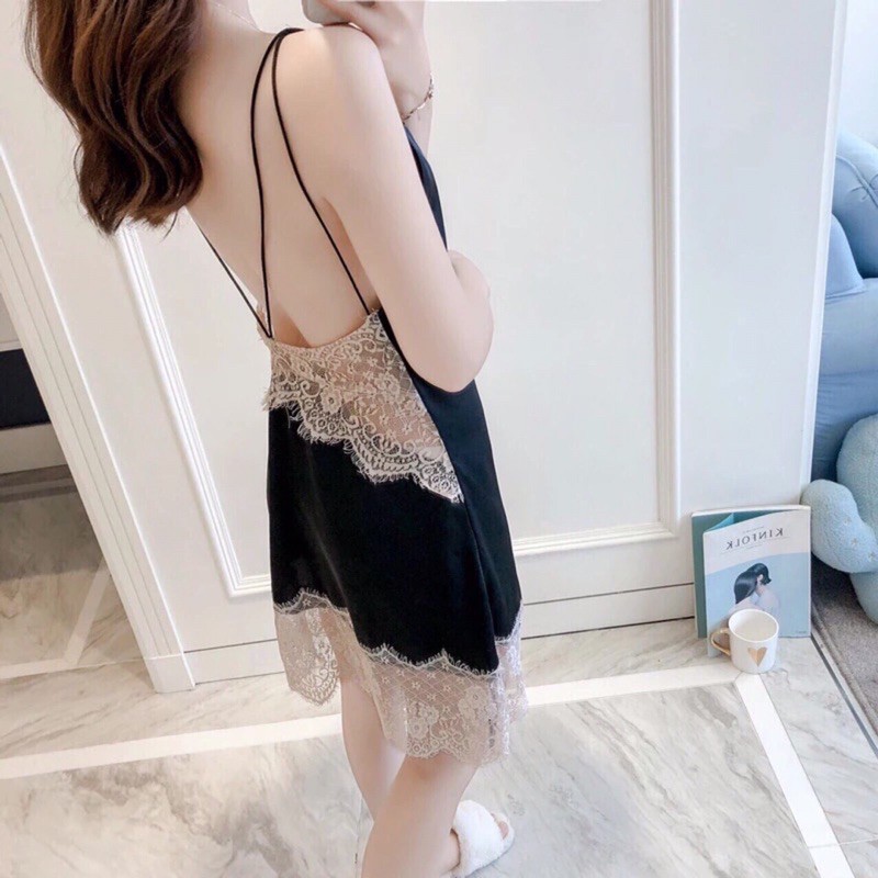 Váy Ngủ Sexy Phối Ren Cao Cấp - Đầm Ngủ Lụa Satin Quảng Châu | BigBuy360 - bigbuy360.vn