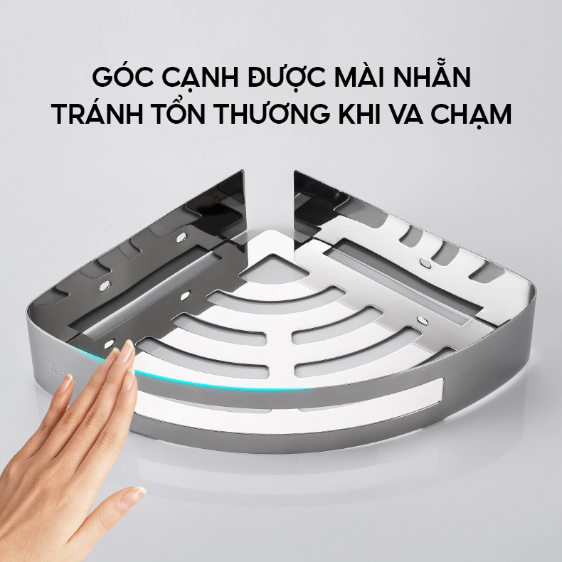 [LIFEMALL250156] Kệ Góc Tường Inox Vando Chất Liệu Cao Cấp Chống Han Gỉ Tuyệt Đối Giá Để Mỹ Phẩm Gia Vị Nhà Bếp Nhà Tắm