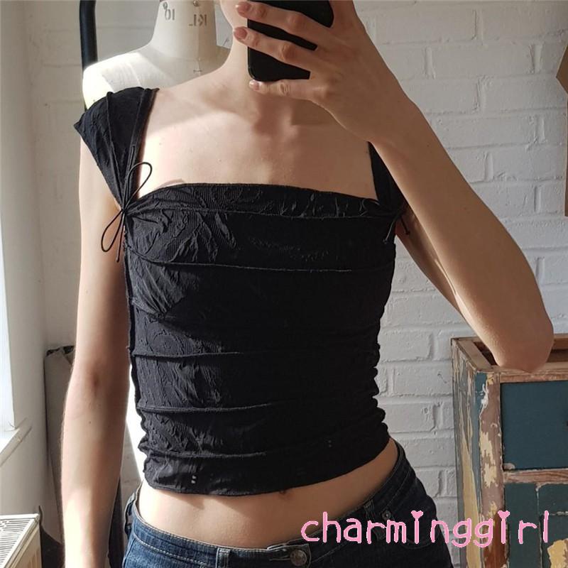 Áo Cổ Vuông Sát Nách Màu Trơn Thời Trang Cho Nữ