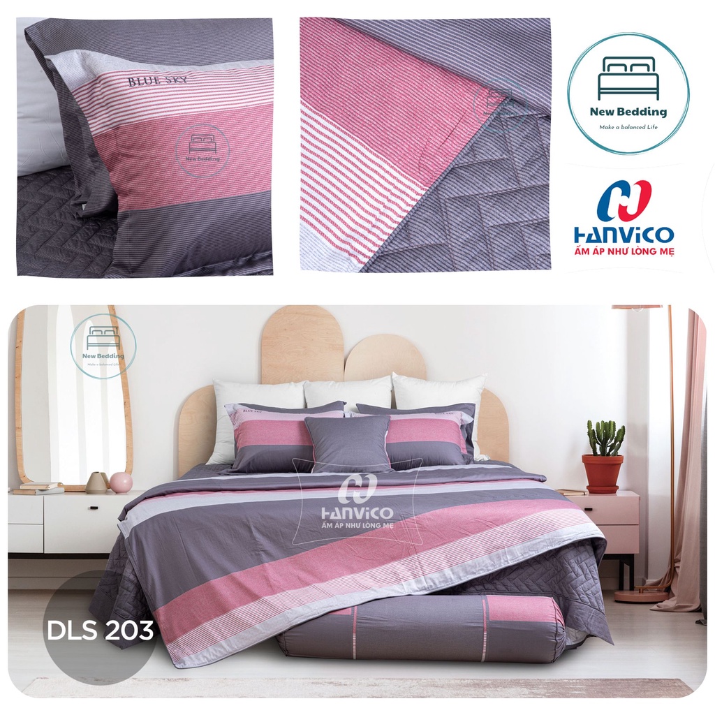 Bộ Chăn Ga Gối Hanvico Blue Sky DLS203, chất liệu cotton cao cấp