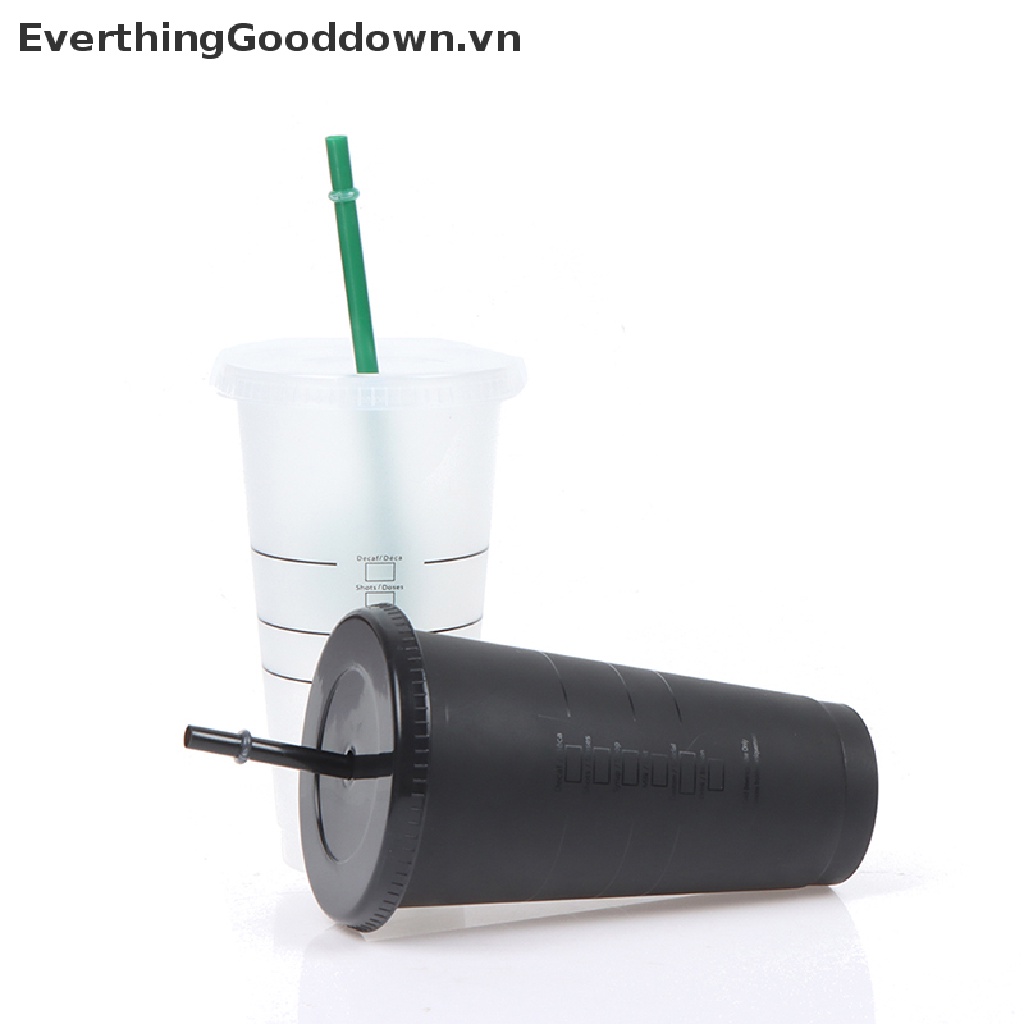 Everthinggood Cốc Uống Cà Phê Bằng Nhựa Mờ Có Ống Hút Thay Đổi Màu Sắc
