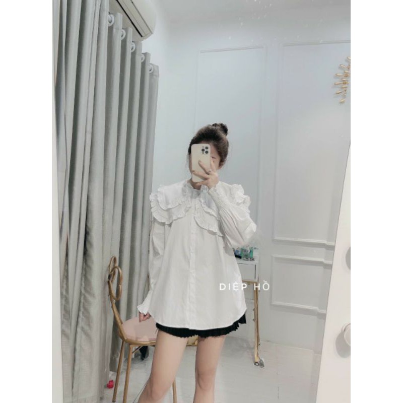 [Mã FAMARAL1 giảm 10K đơn 50K] Áo sơ mi nữ bánh bèo cổ 2 lớp hàng đẹp , áo babydoll | BigBuy360 - bigbuy360.vn