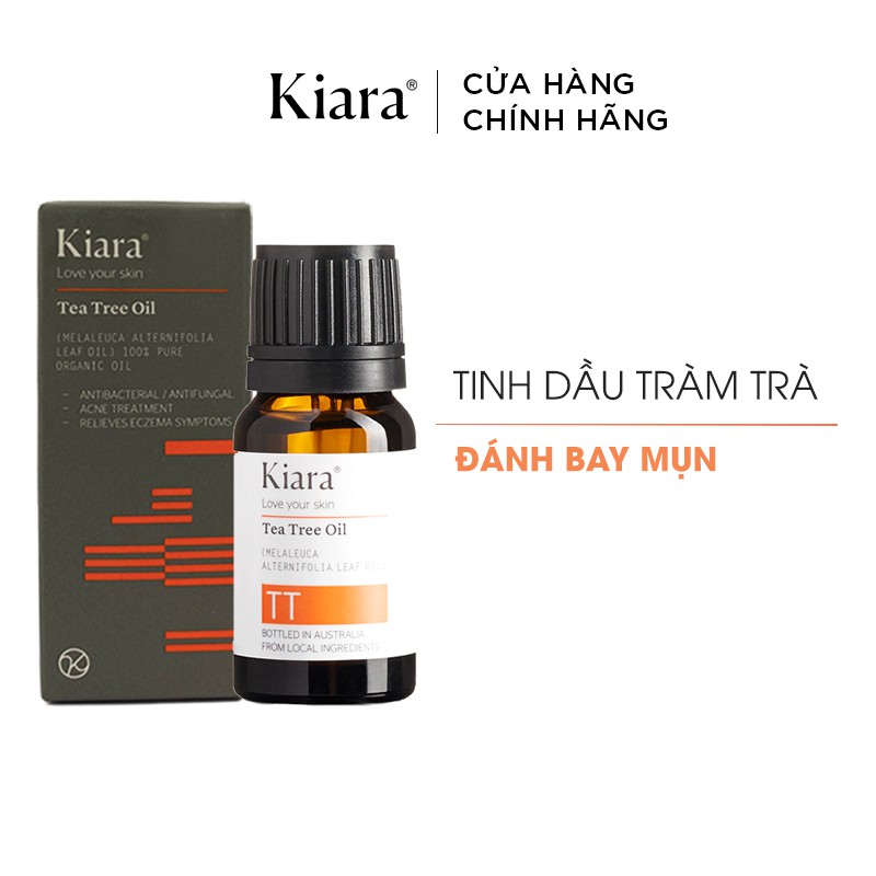 Bộ đôi Chấm mụn Tea Tree Oil 10ml và Kem dưỡng ẩm phục hồi da Kiara Natural Glow &amp; Protect
