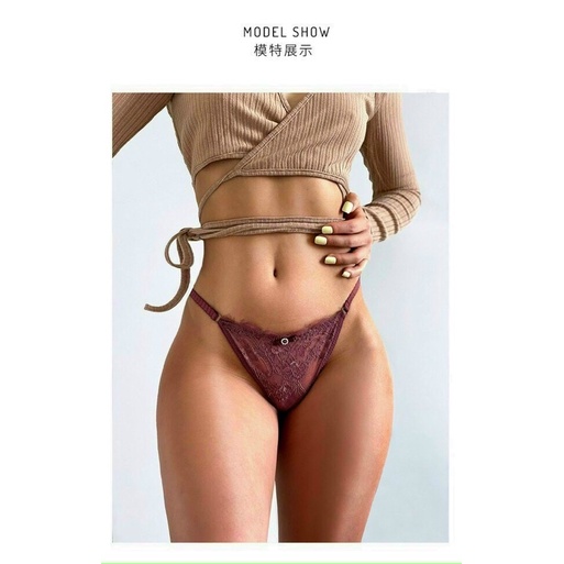 Quần lót sexy, ren vân nổi sắc nét, phôi dây hông co giãn đàn hồi tốt
