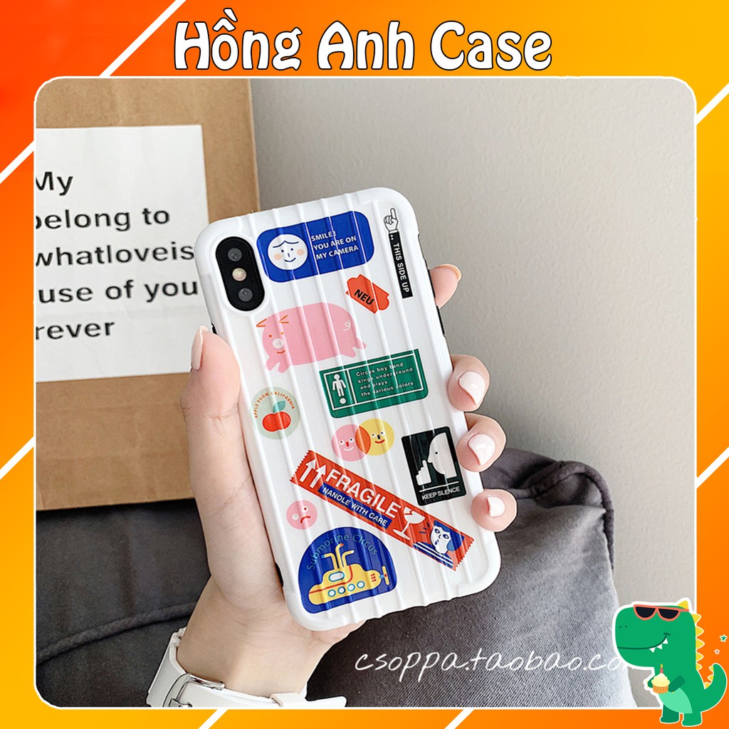 Ốp lưng iphone HEO NHIỀU HÌNH FRAGILE - ỐP IPHONE DẺO NỔI SỌC - VALI 3D -Hồng Anh Case
