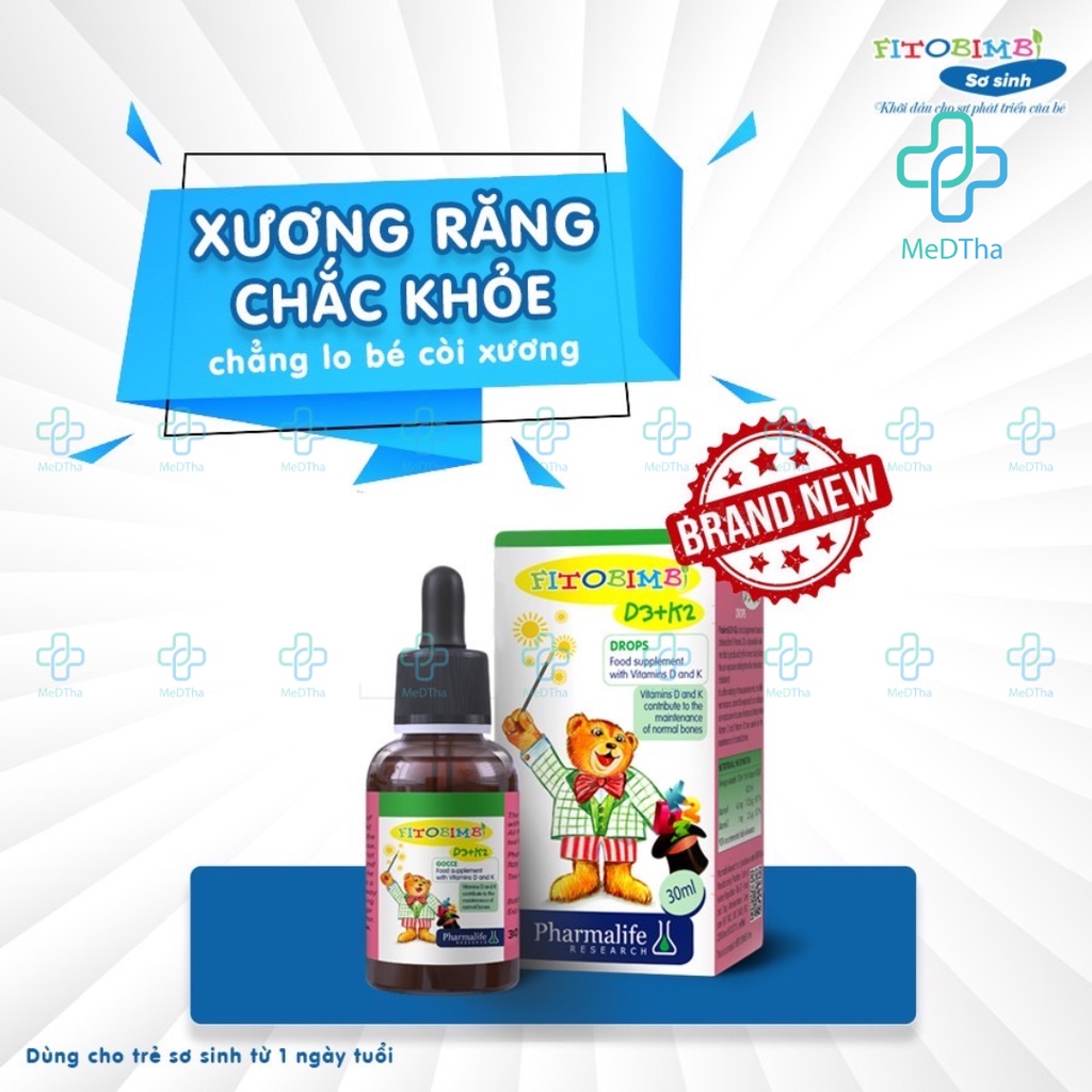 Fitobimbi D3 K2 - Bổ Sung Vitamin D3 K2 Cho Bé, Hấp Thu Canxi, Trẻ Phát Triển Xương Răng (Lọ 30ml) [Chính Hãng]