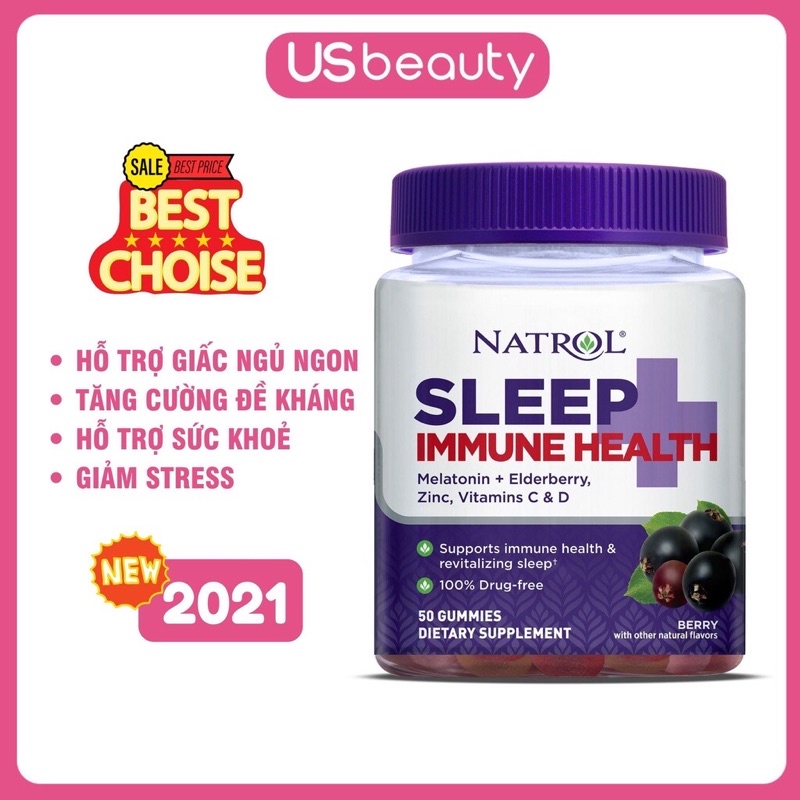 Kẹo dẻo ngủ ngon tăng đề kháng, giảm stress Sleep Immune Health