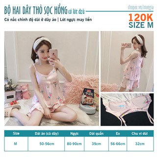 Bộ mặc nhà 2 dây (có lót ngực) cực cute